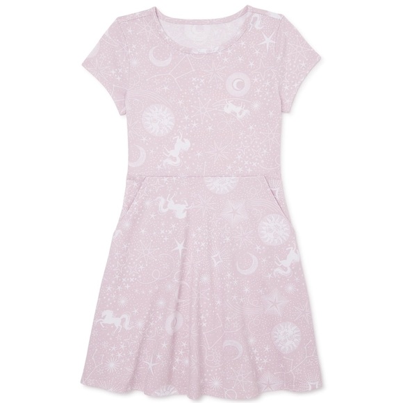 Wonder Nation Girls Short Sleeve Play Dress with Pockets - Picture 1 of 3